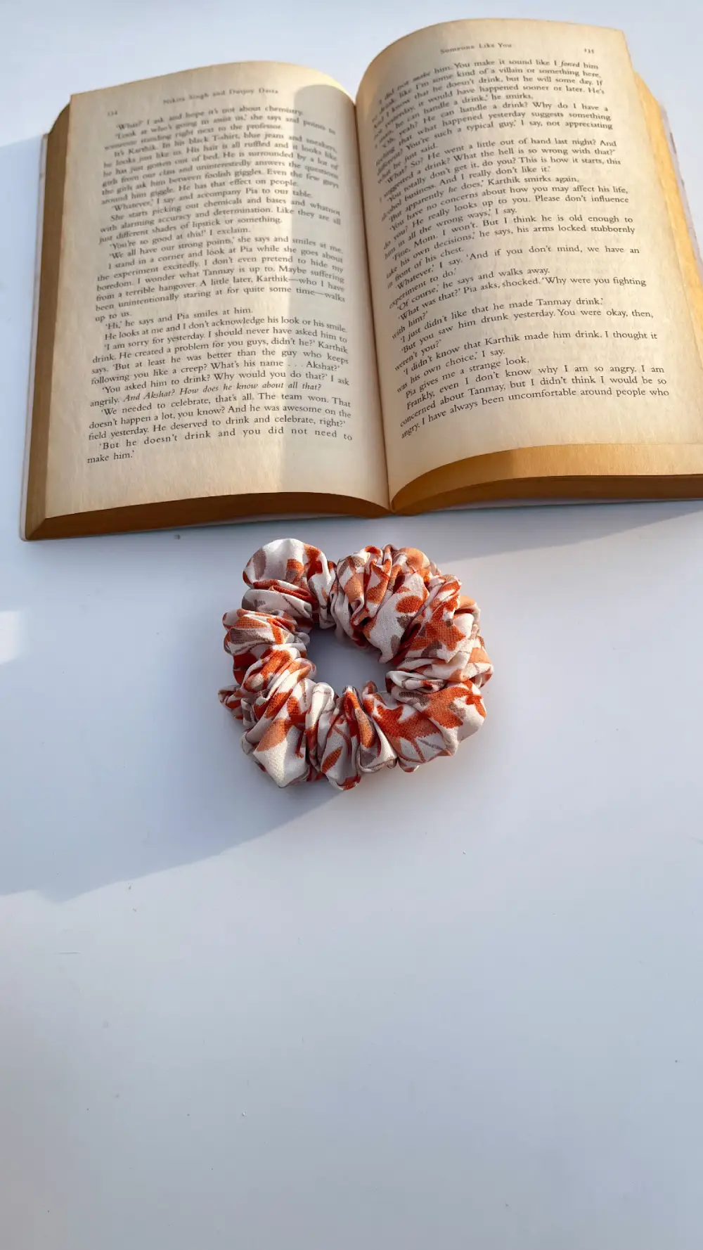 White Brown Floral XL Scrunchies