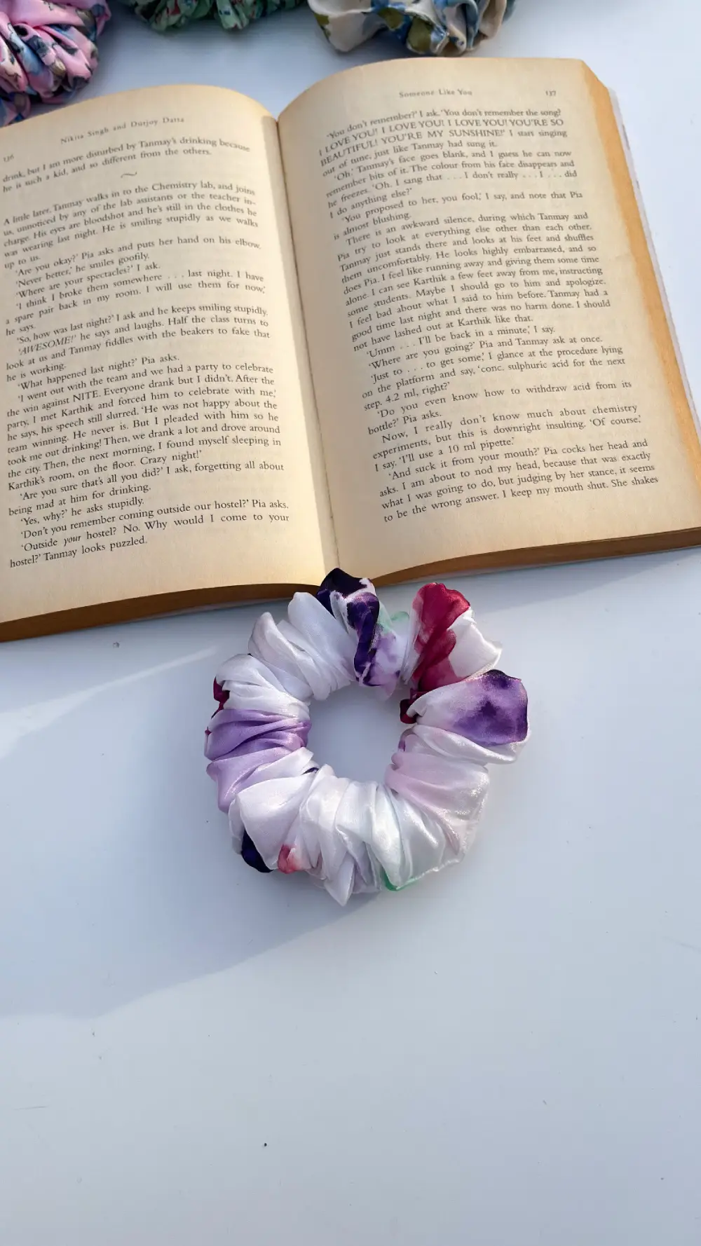 White Floral Organza XL Scrunchies