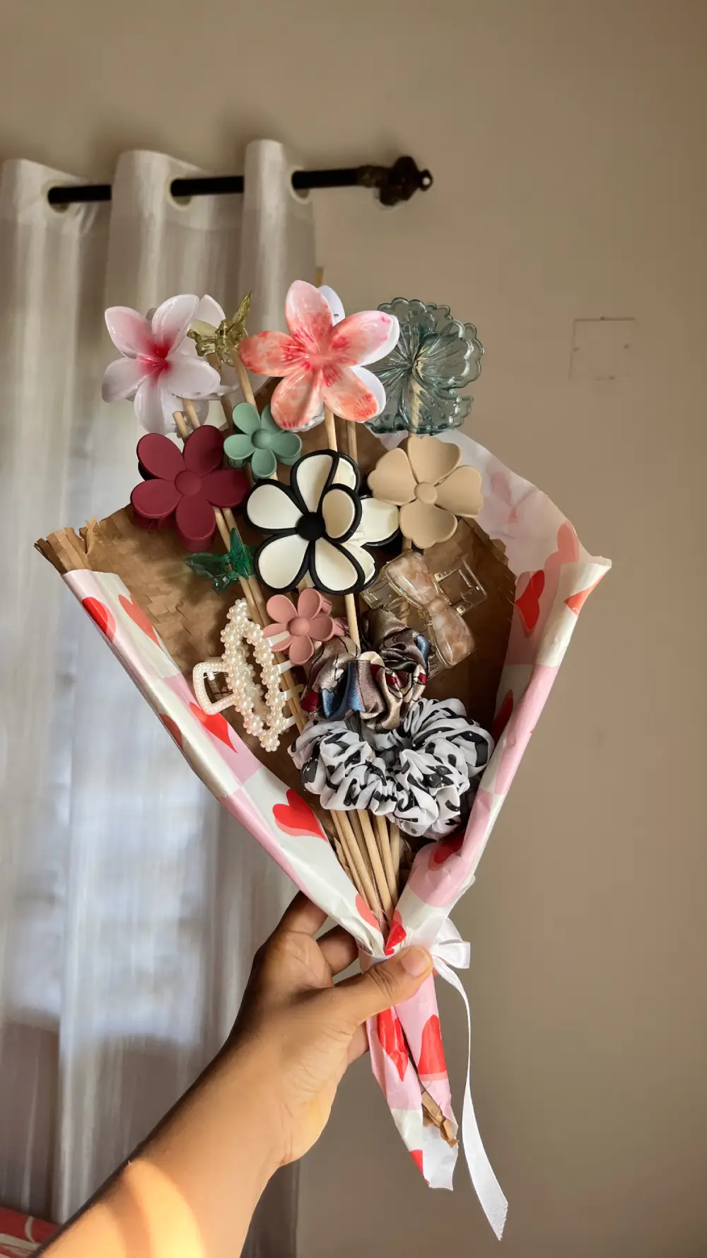 Hair clutches scrunchies floral bouquet