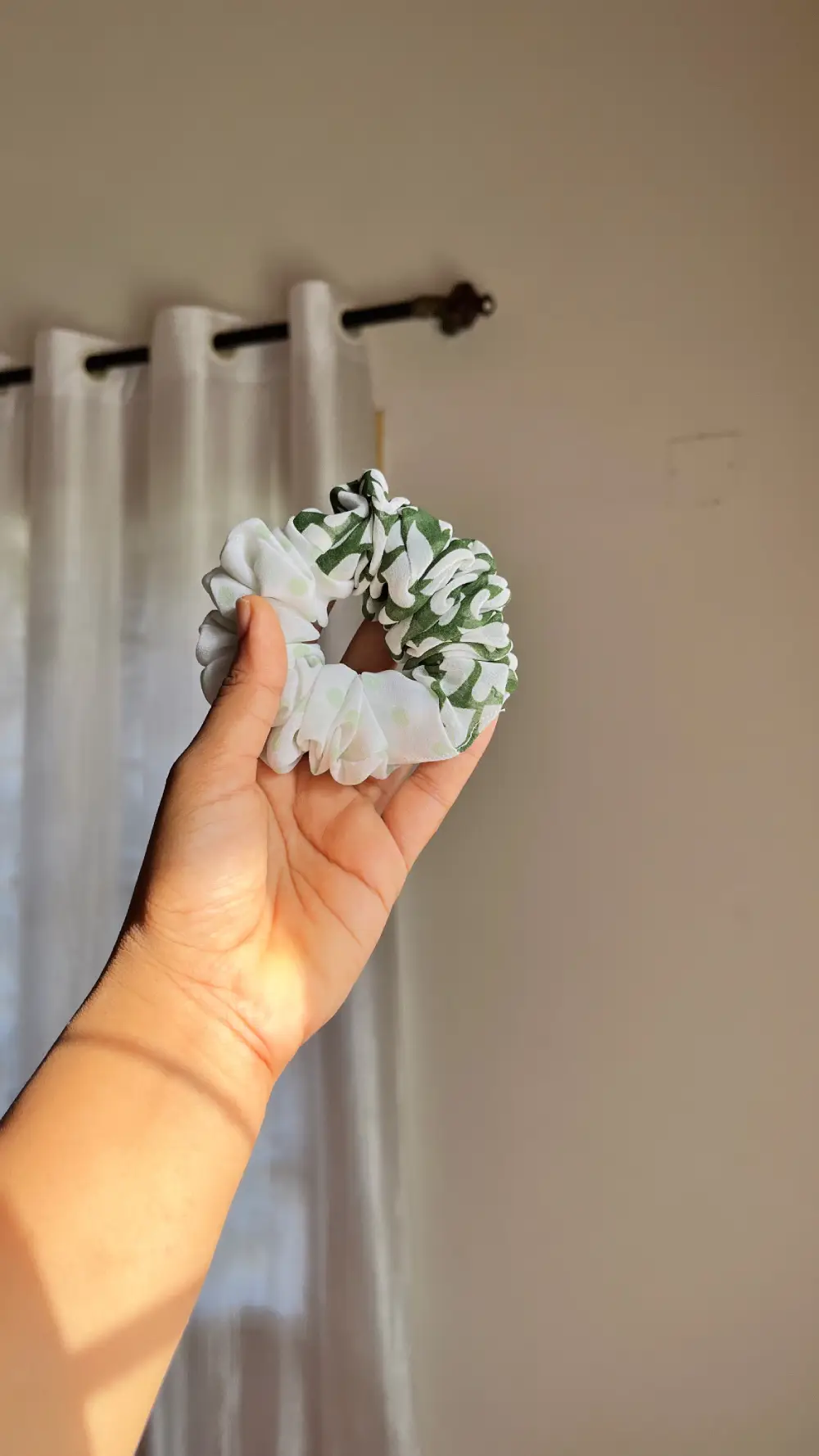 Unique green white dual color XL scrunchies