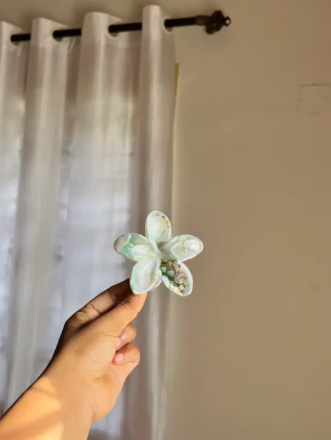 Green Floral Premium Hair clutches Clips