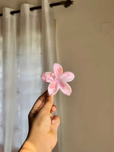 Pink Premium Floral Hair clutches clips