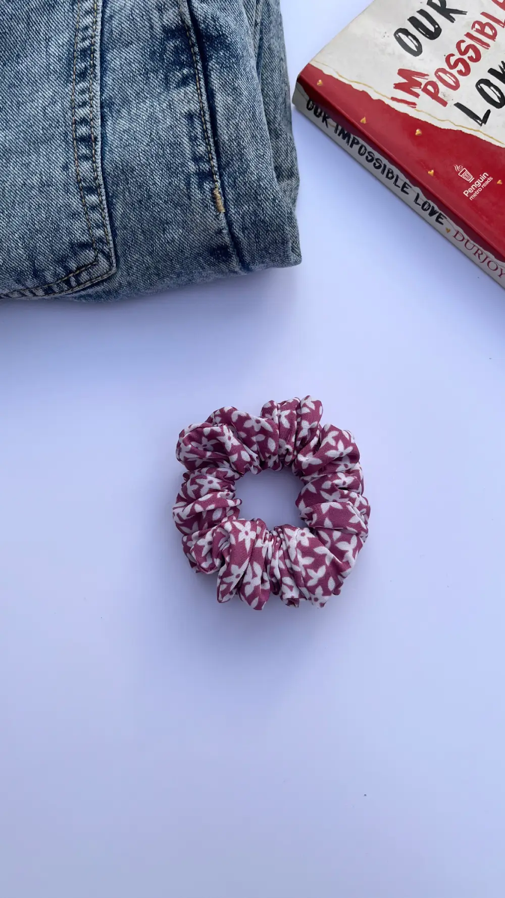 Powder Pink Floral XL scrunchies