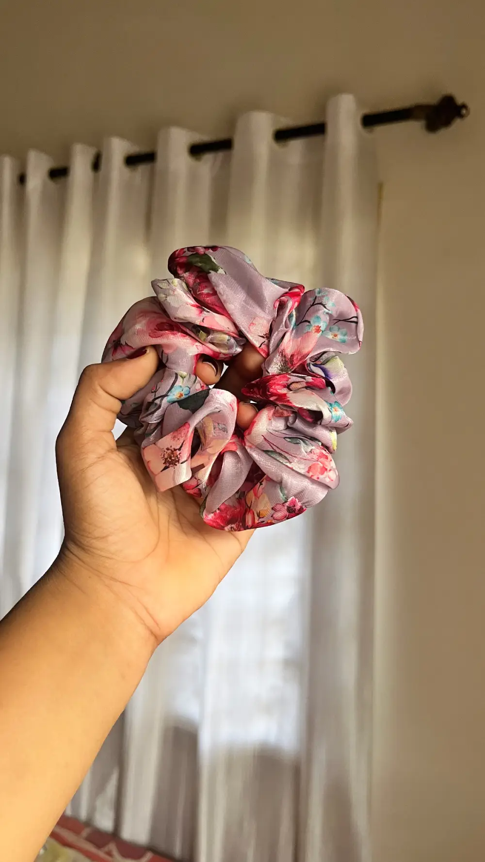Dark Floral Organza Scrunchies